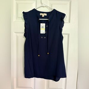 MICHAEL MICHAEL KORS navy tank top with flutter sleeves in size Medium NWT